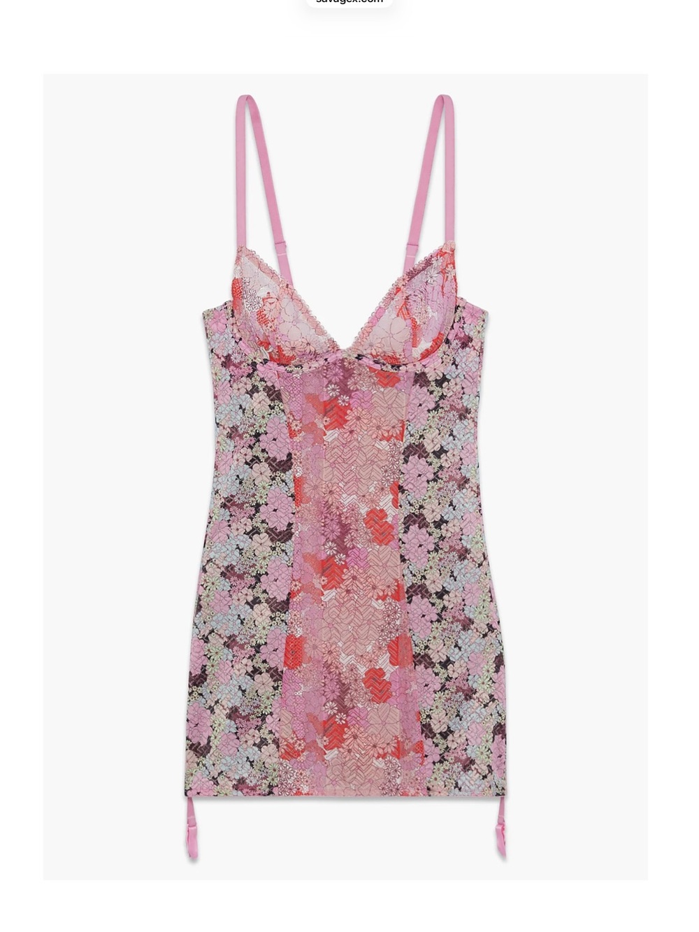 NWT Savage X Fenty by Rihanna Penthouse Sweet Lace Slip Pink Multi Size L - Picture 3 of 11